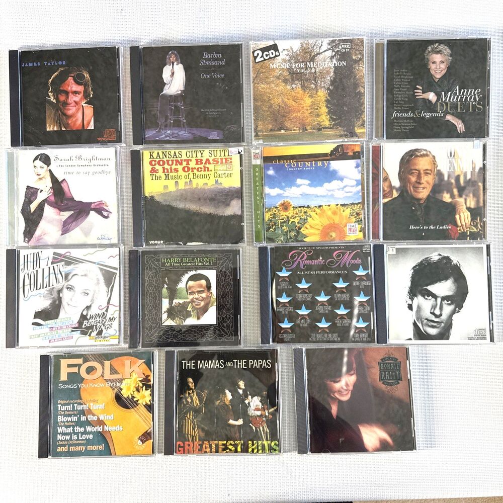 Lot of 15+ Vintage Music CDs. May include Oldies, Folk, Soft Rock, Country, etc.